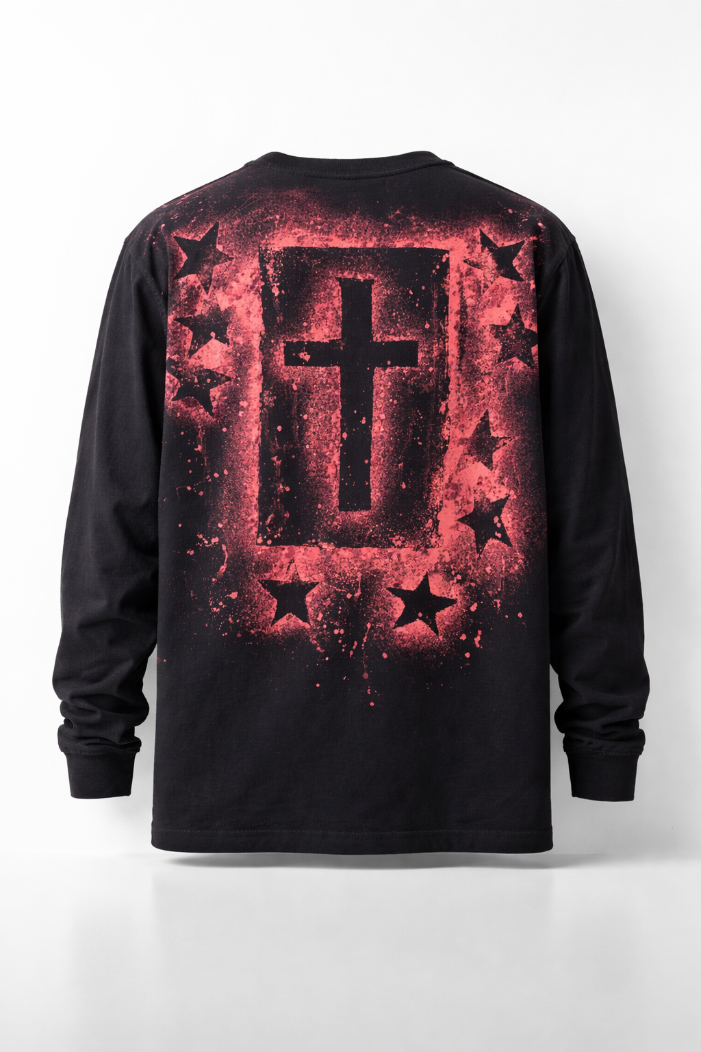 Oversized Cross & Star Long Sleeve Tee